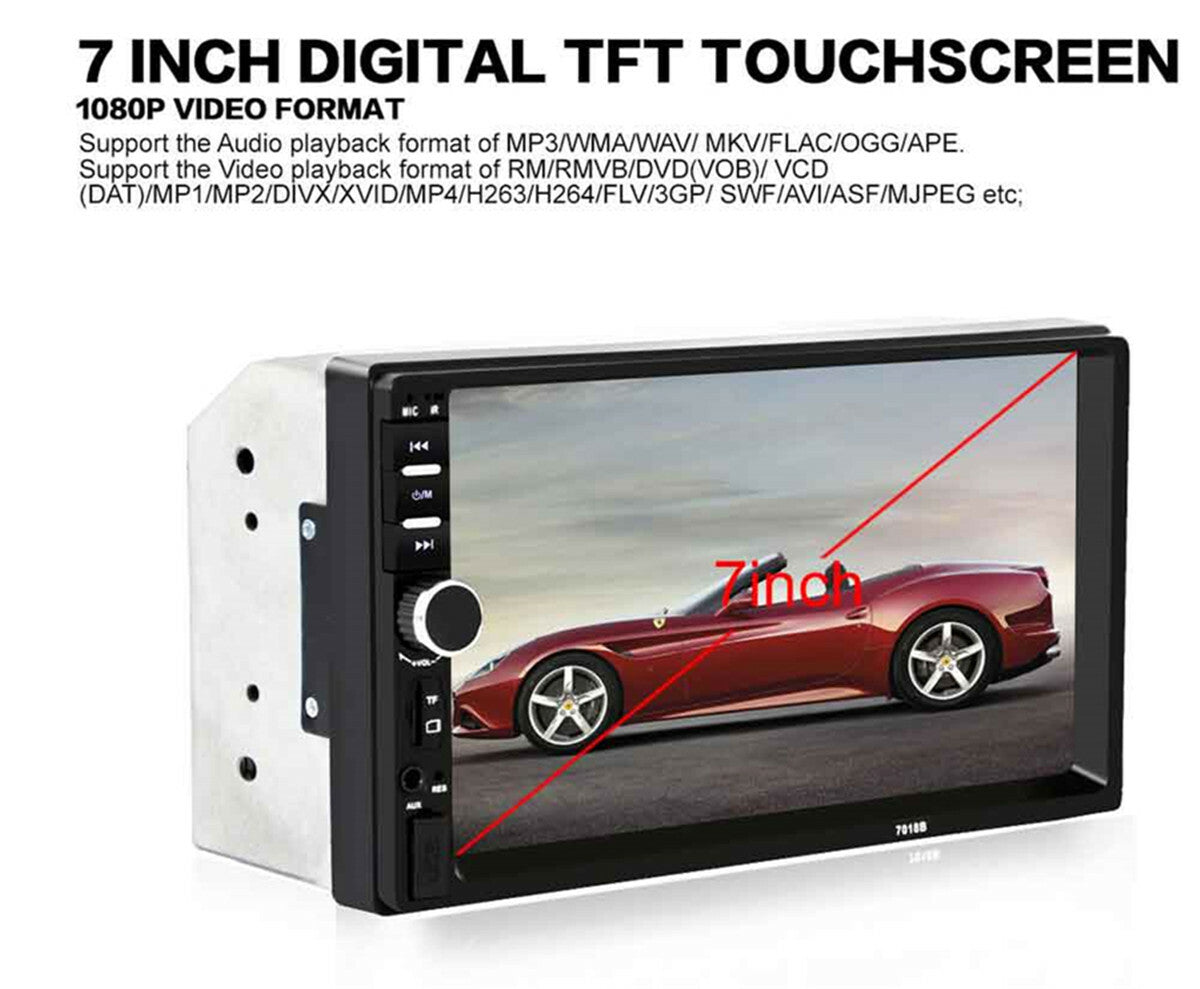 2DIN 7-inch Car Radio Audio MP5 Player with BT Auxiliary USB Mirror Link and Reverse Camera n