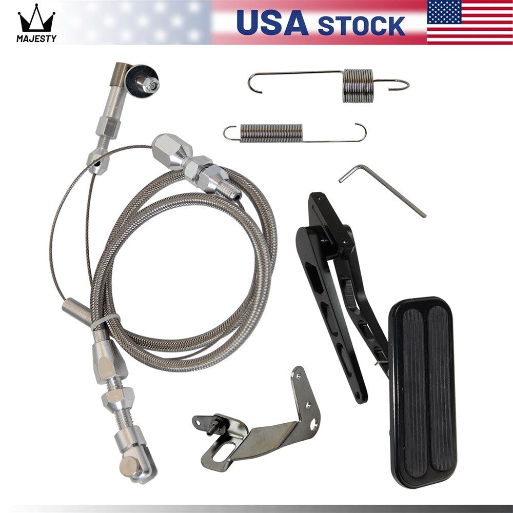 Universal Gas Pedal +24 SS Throttle Cable Bracket Spring Kit Hot Rod for Chevy for Ford