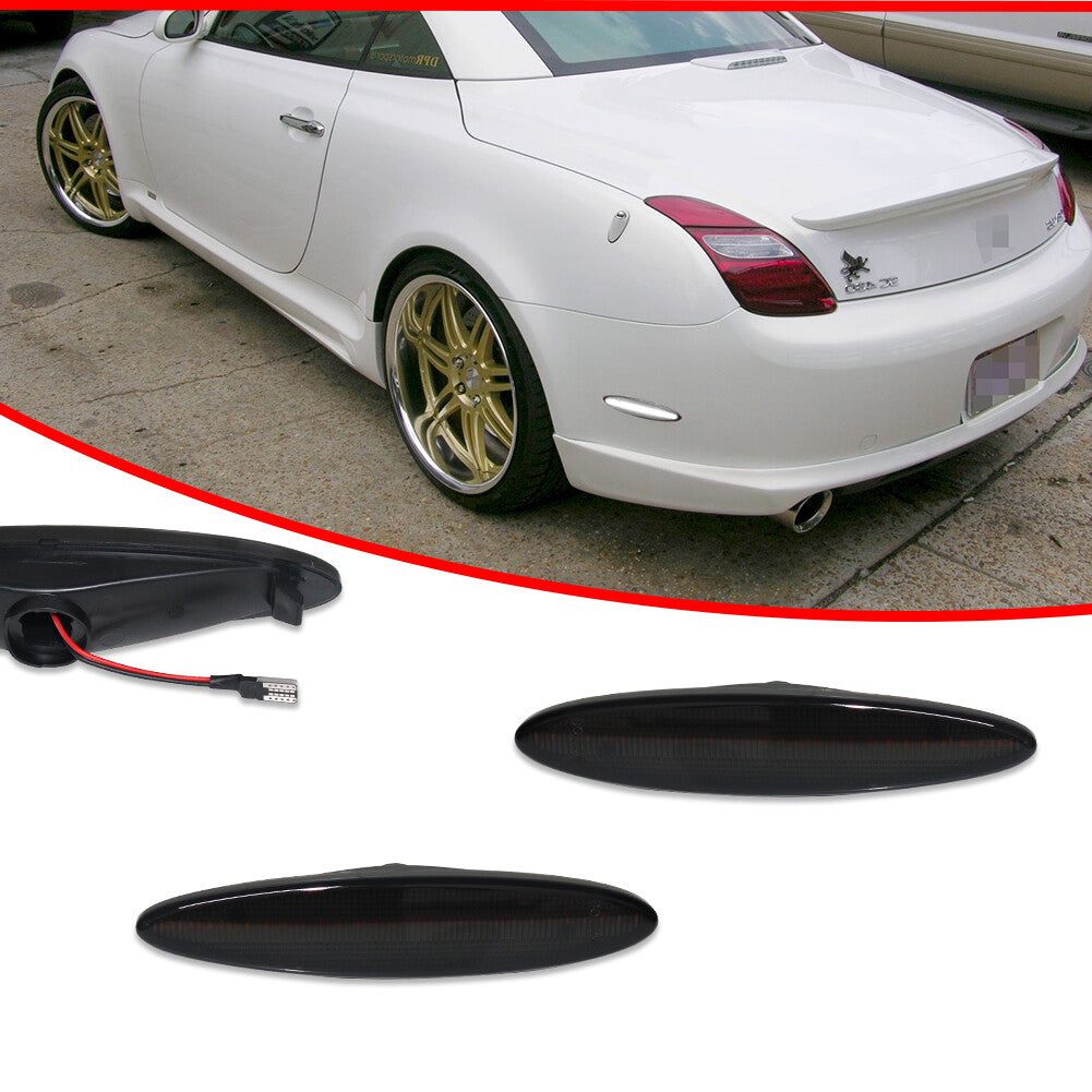 Smoke white LED front/rear fender side marker lights for Lexus SC430 2002-2010- v