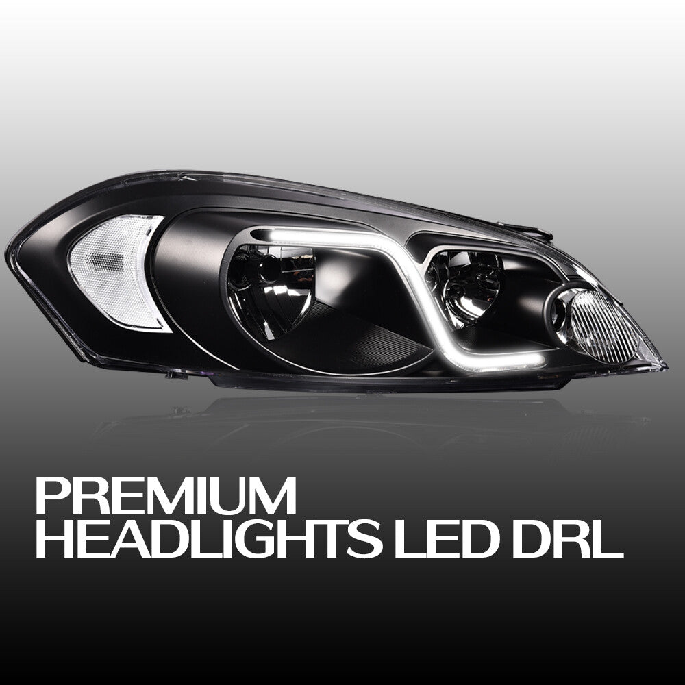 Headlight Clear Signal LED DRL Fits 2006 - 2016 for Impala/Monte Carlo Black - v