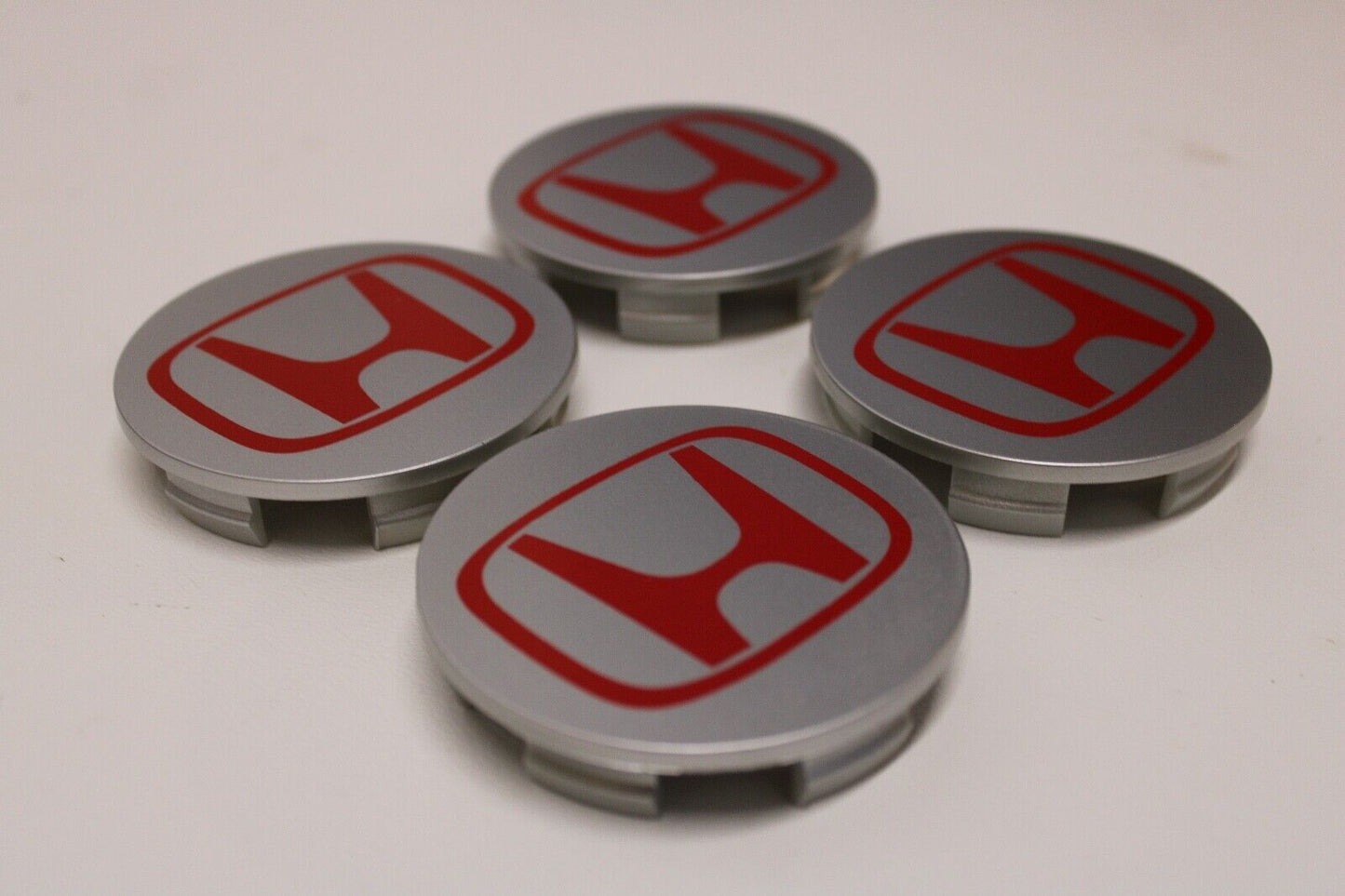 (4) for Honda silver/red rim center caps conform to for CIVIC CRV 69 mm/2.75