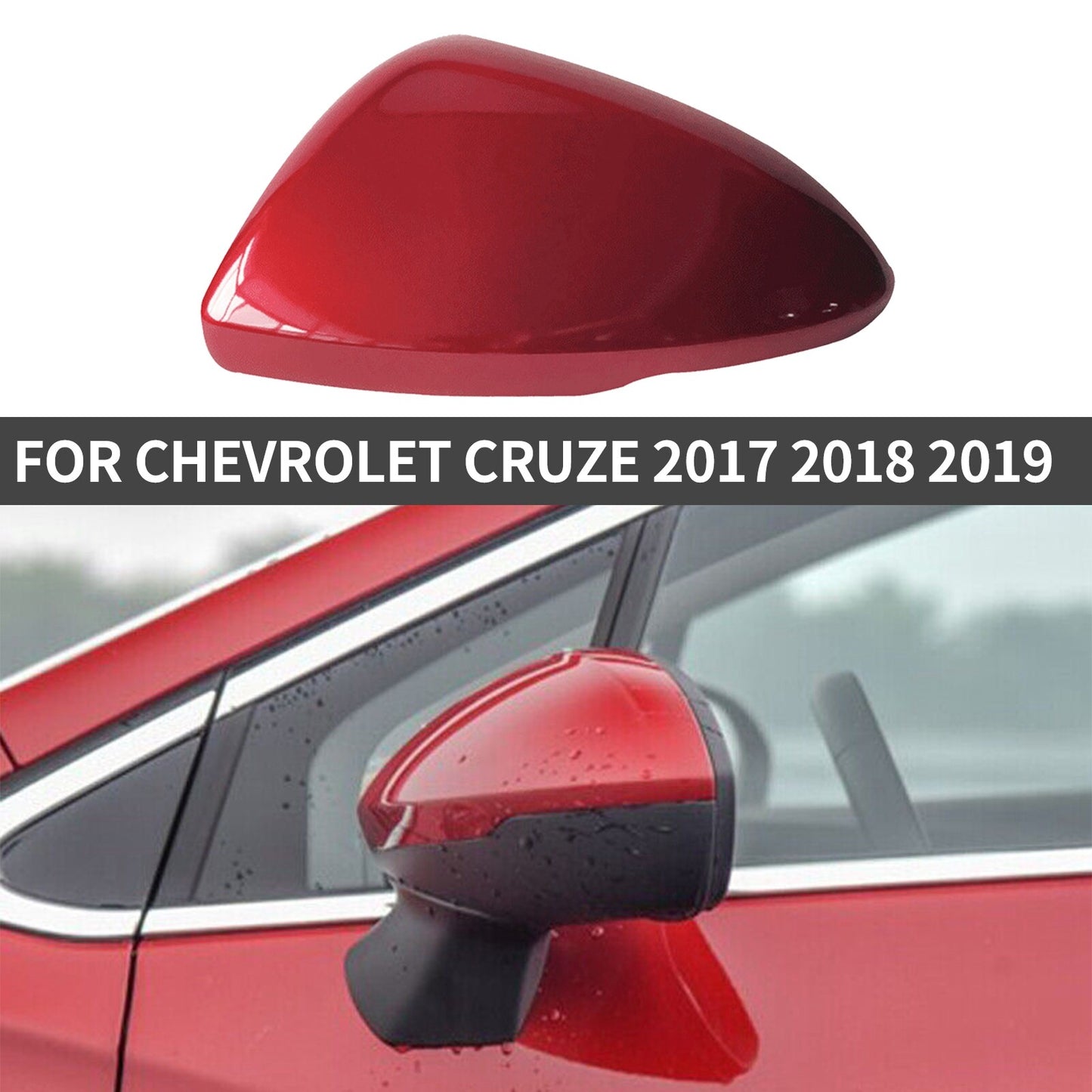 Left Side Mirror Cover Cap Red Fit for Chevrolet for Cruze 2017 -2019 AT