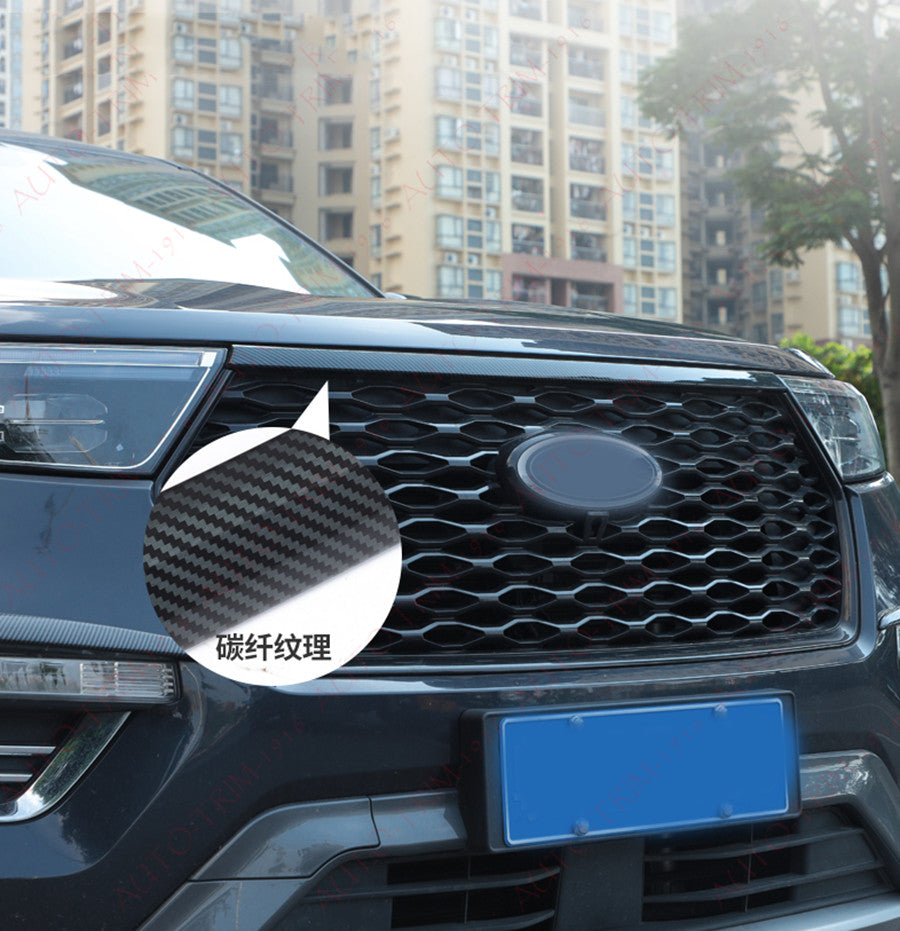 for Ford Explorer 2020-23 ABS Carbon Fiber Grille Grill Hood Molding Cover Trim