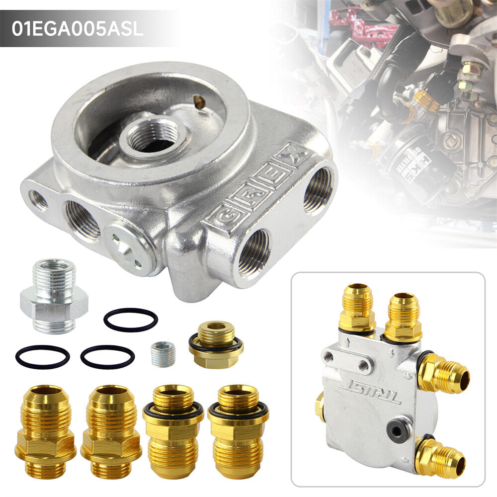 Oil Block Adapter Assembly E/M Side Type-I 3/4x16UNF-AN10 UNIVERSAL Silver