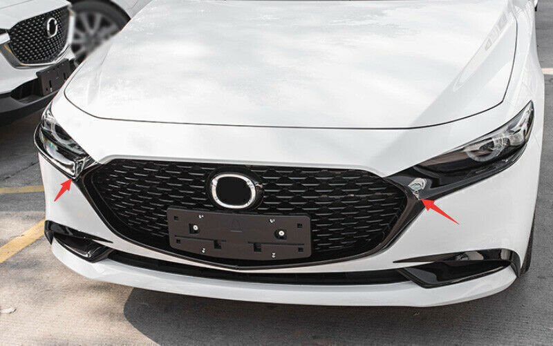 for Mazda 3 Axela 2019-23 Glossy black Front side Mesh Grille Grill Strip trim