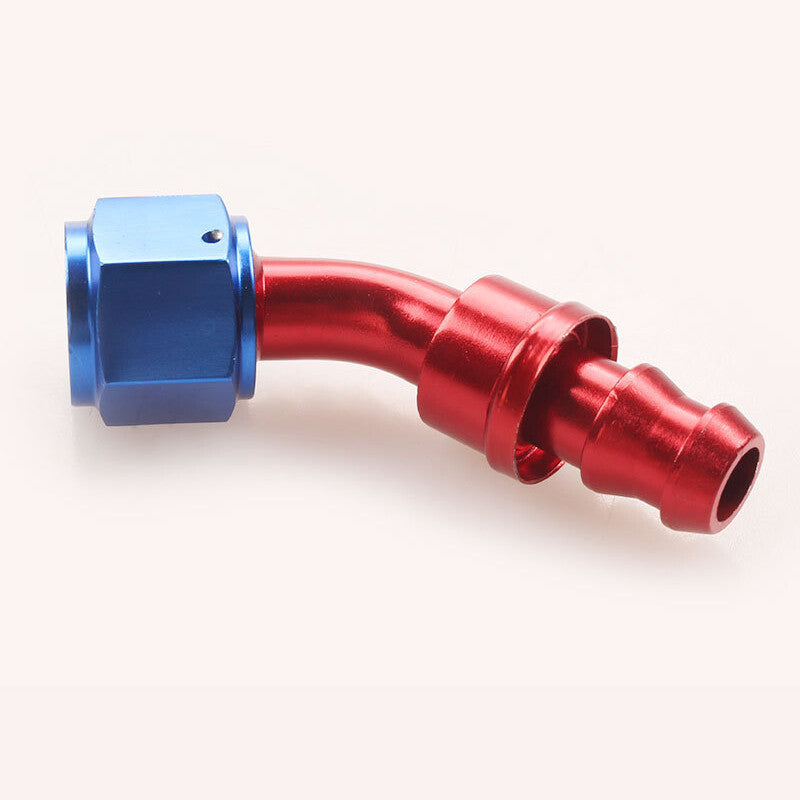 8AN AN8 45 Degree Push Lock Hose End Barb Fitting/Adaptor Push-On Hose Fittings