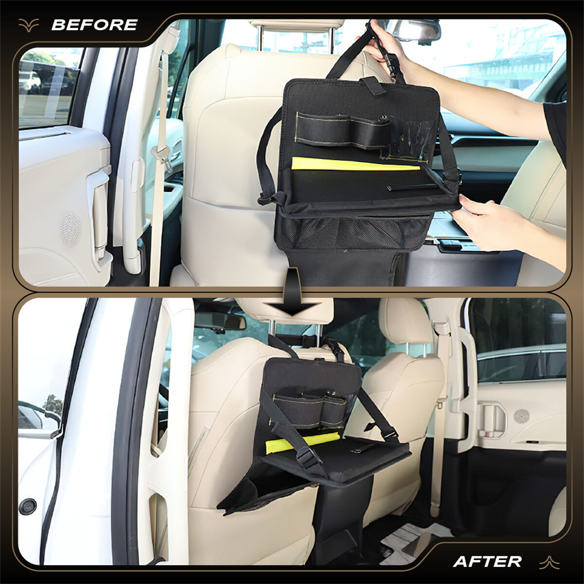 Front for Seat Back Multifunctional Table Storage Bag Pocket For Toyot@ for Sienna 2021+