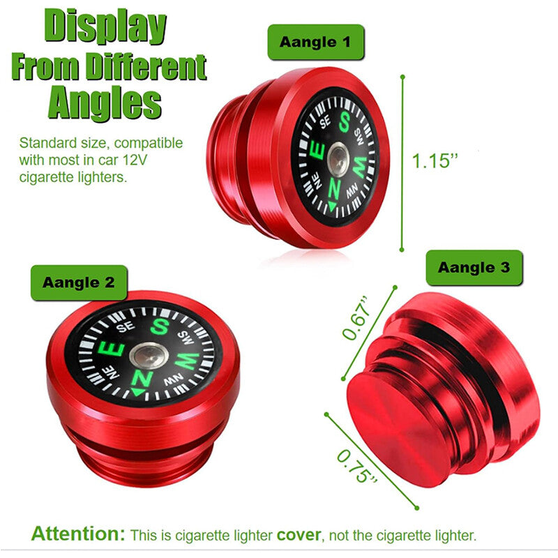 1-Piece Car Cigarette Lighter Plug Dust Cover, Aluminum Alloy, Red, 12V