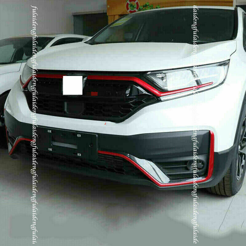 6x for Honda CR-V 2020-22 RedCarbon ABS Front Bumper Grille Moulding Strip Trim