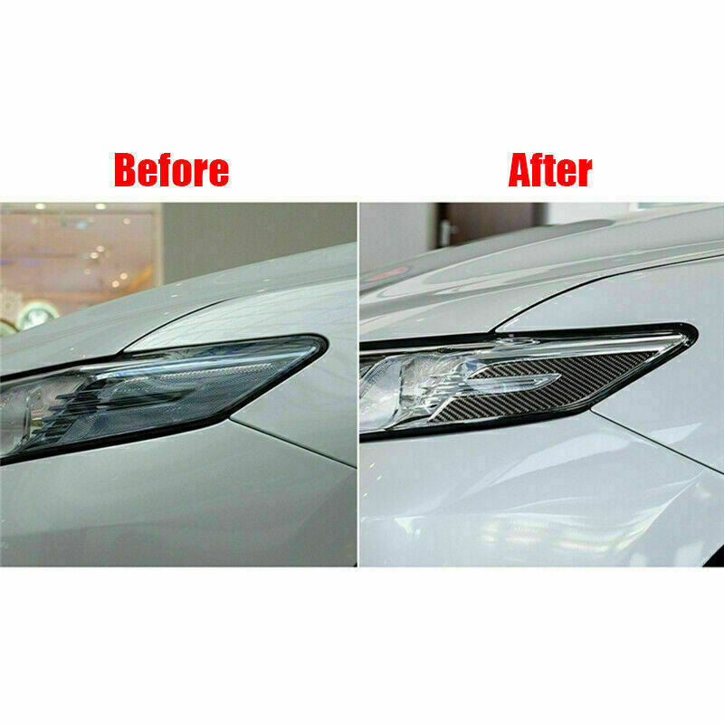 2X for Toyota for Camry 2018-2022 Carbon Fiber Front Headlight Eye Edge Cover Decals