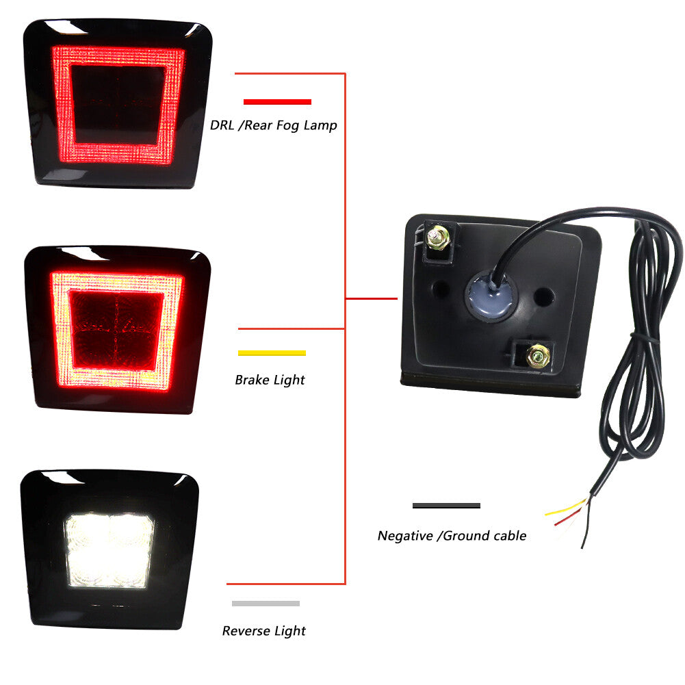 White/red LED reverse brake rear fog light suitable for 370Z Juke Sentra , etc- v