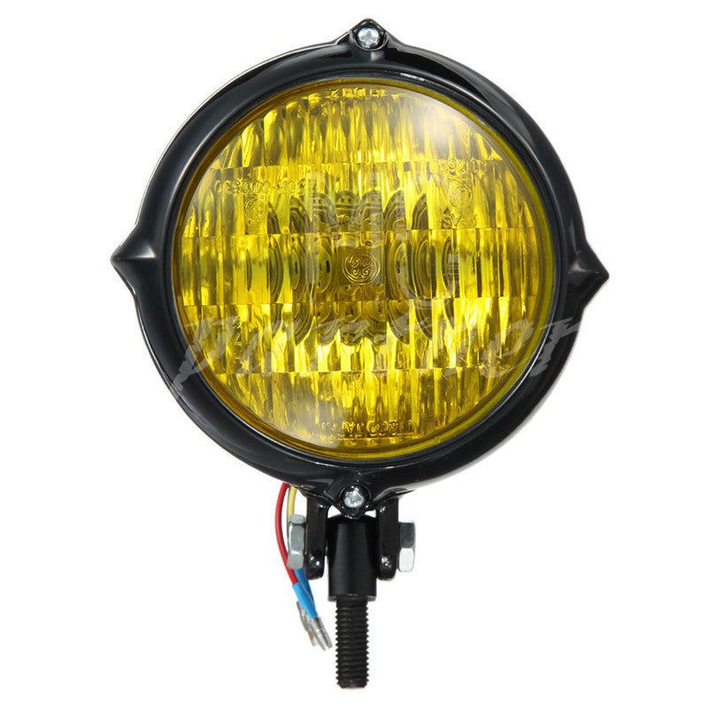 Black Metal Headlight Amber Lens for Harley Sportster Bobber Chopper Custom Q