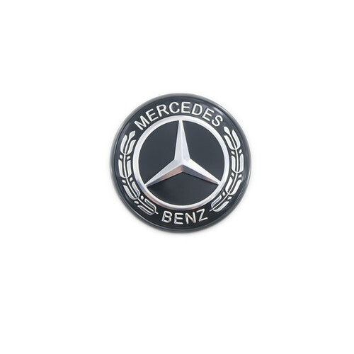 for Mercedes Black 2-pin Hood Emblem Laurel Wreath Logo GLC GLE GLS GL G ML GLK