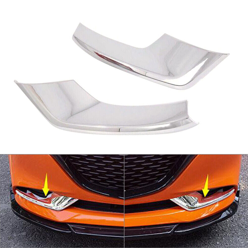 2Pcs/Set Chrome Front Fog Light Frame Cover Trim Fit 2019 2020 for Mazda 3 Sedan