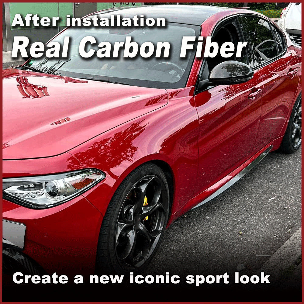 for Alfa Romeo Giulia Sedan 2015+ REAl Carbon Side Skirts Extension Lip Spoiler