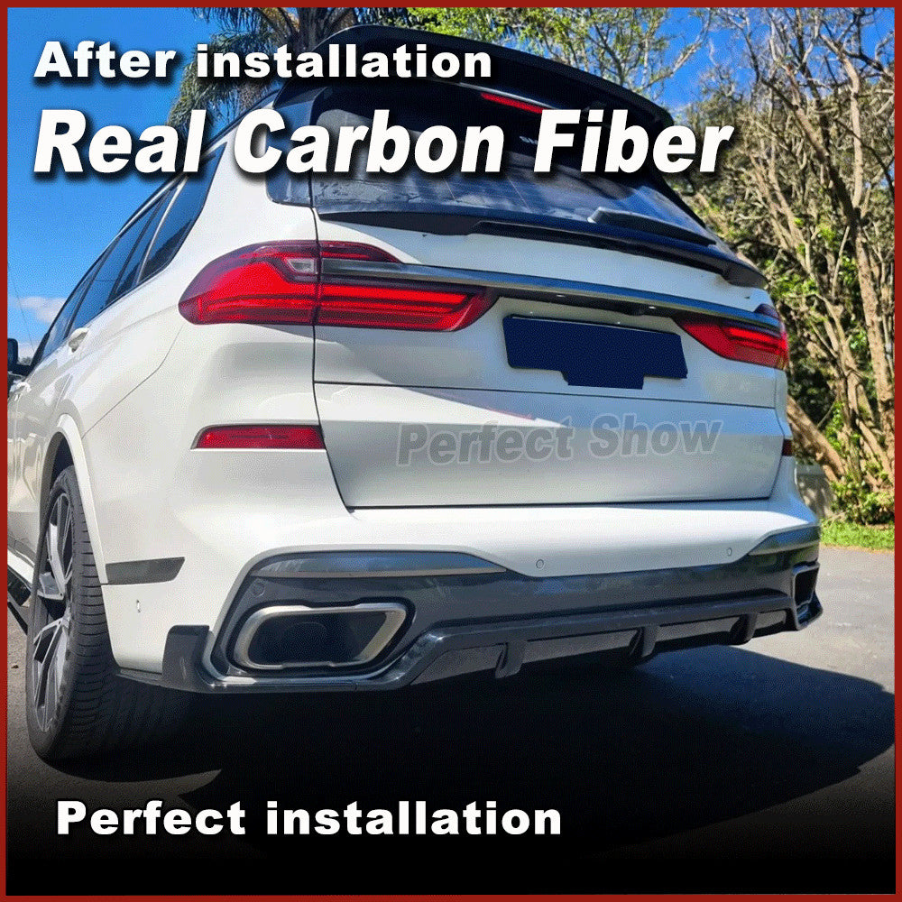 3PCS REAL CARBON Rear Bumper Diffuser Lip for BMW X7 G07 M-SPORT 4-Door 2019-21