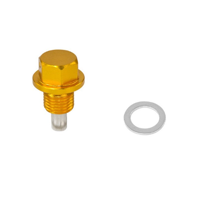 M12 x 1.5mm Gold Tone Magnetic Car Engine Oil Pan Drain Plug Bolt with Washer Q
