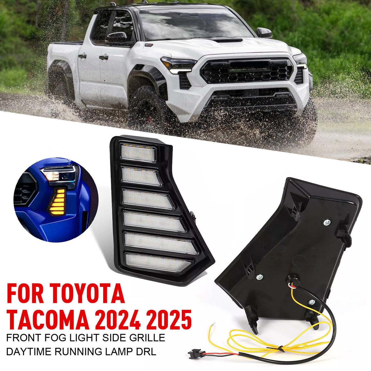 DRL Front Fog Light Side Grille Daytime Running Lamp for Toyota Tacoma 2024 20TD