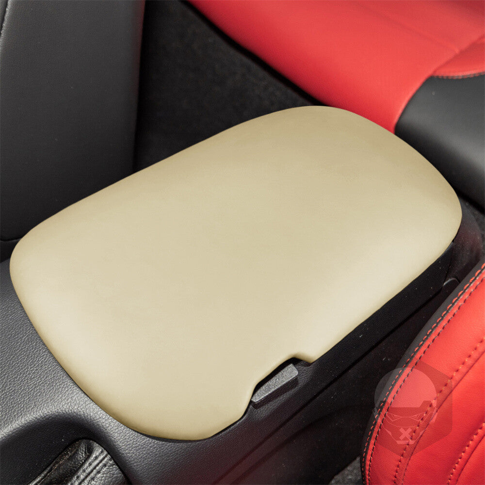 PU Leather Off White Center Console Armrest Box Cover for Ford for Mustang 2015-2023