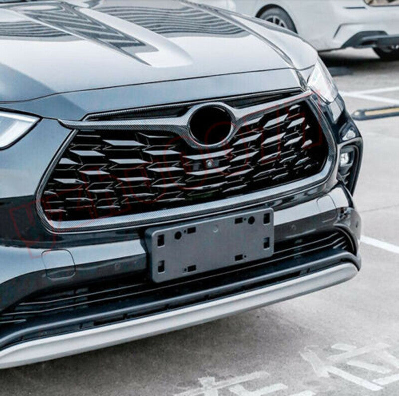 3pc Carbon fiber Front grille grille frame cover for Toyota Highlander 2020-2023