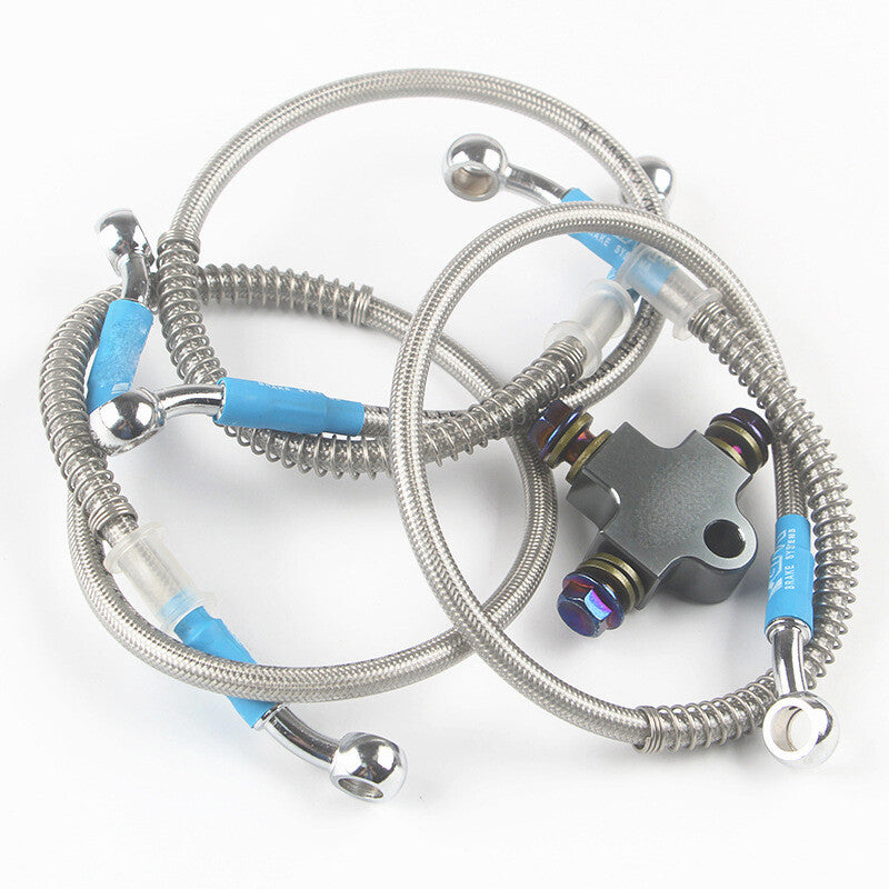 Motorcycle CNC Hydraulic Brake Hose Pipe Tee Connector 3-way Tubing Bracket v