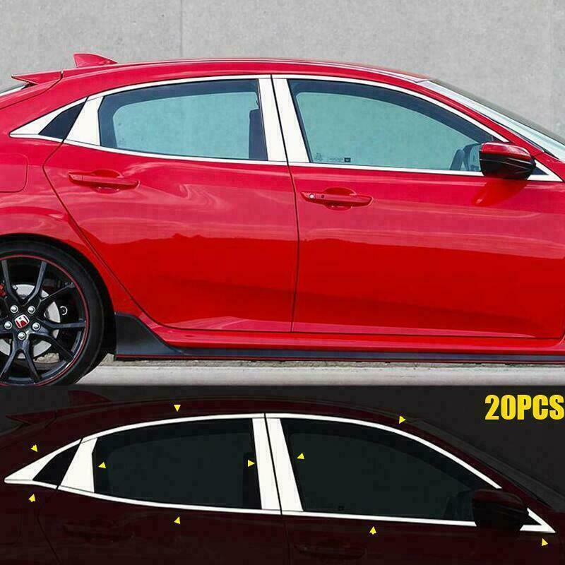 20for Honda for Civic Hatchback 2017-2021 Chrome Car Window Frame Sill Strips Cover