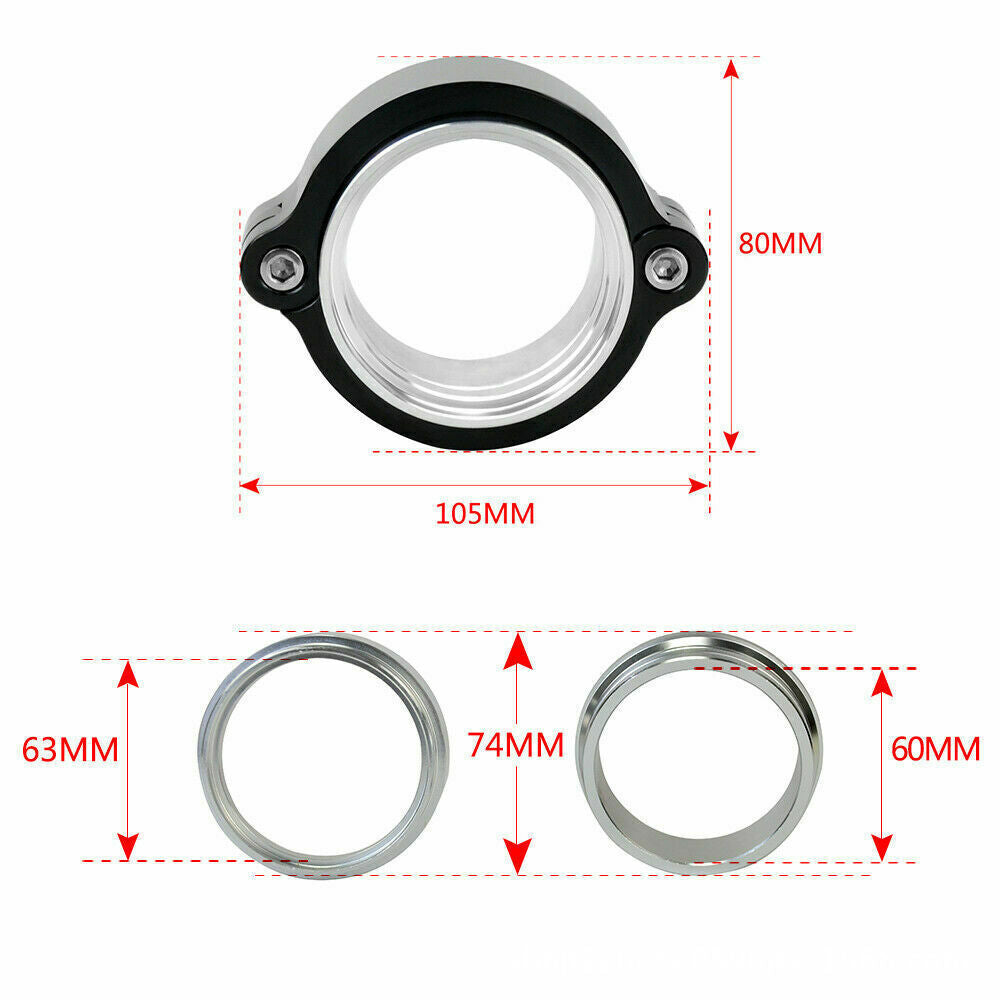 2.5 63mm Aluminum Quick Release V-Band Clamp for Intake Intercooler Pipe Black