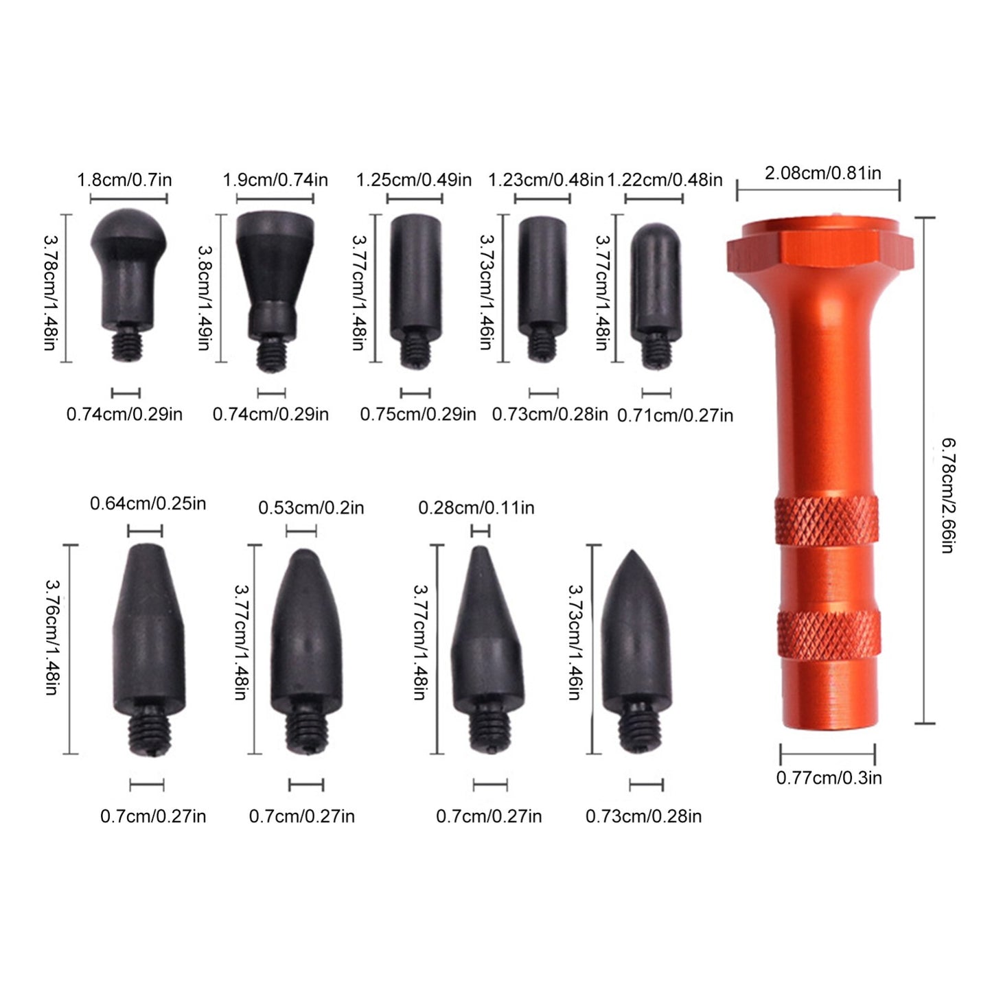 Car Dent Repair Removal Tools Metal Tap Down Pen With 9 Heads Tips v