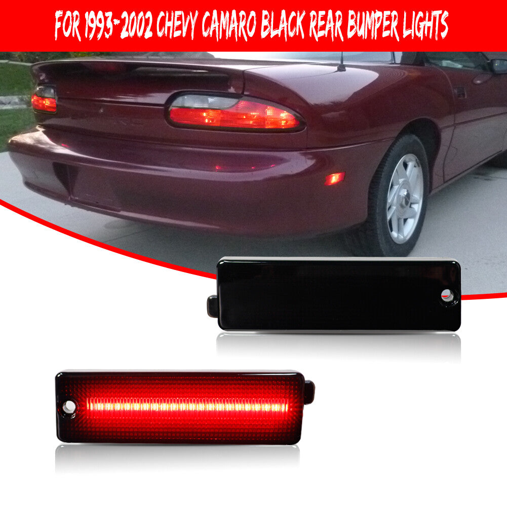 Pack Smoke Lens Red LED Side Marker Lights for 1993 - 2002 for Camaro Rear Bumper - v