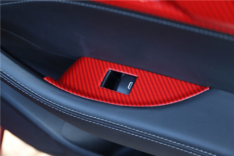 for Cadillac CT5 2020-24 Red Carbon Fiber Door Window Switch Lift Cover Trim 4P