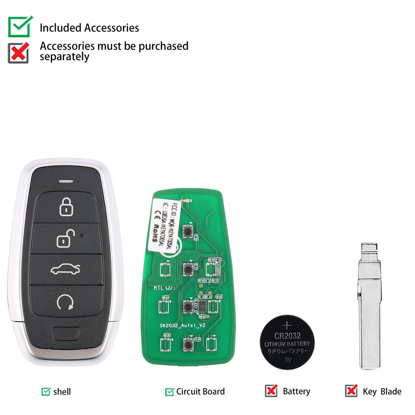 MAXIIM IKEY Auto for Smart Key Standard Style IKEYAT004EL 4 Button Independent