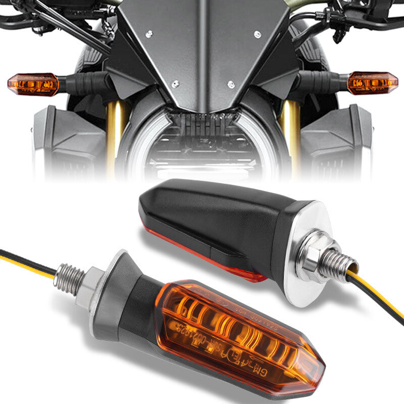 2X Universal Front LED Motorcycle Turn Signal Indicator Light Amber Blinker Lamp