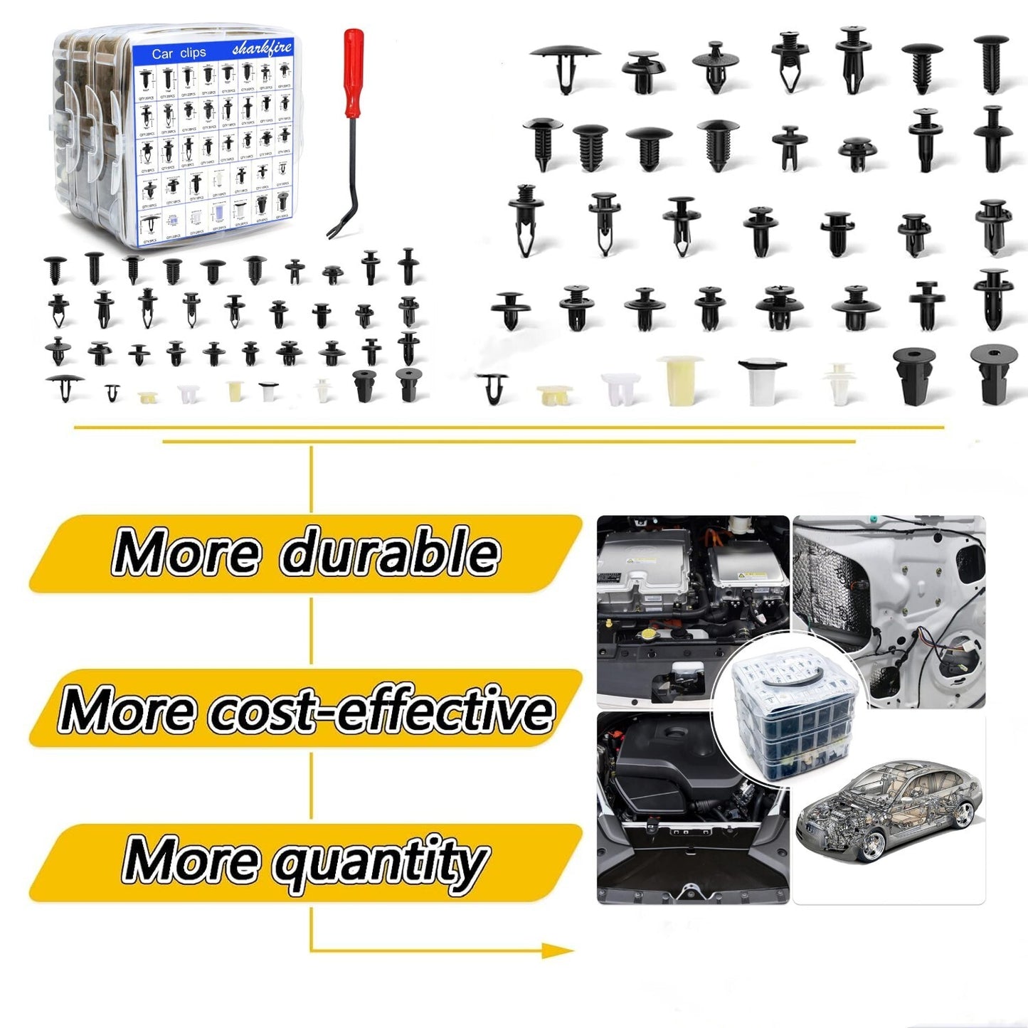 597-piece anti-collision clamp car kit with plastic rivets and fasteners - promotional kit