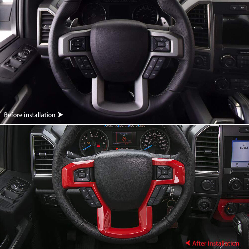 Red Interior Steering Wheel Moulding Trim Accessories for 2015-2020 for Ford F150