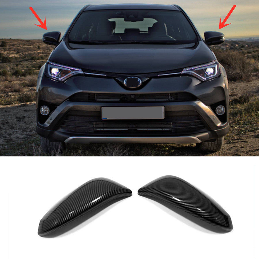 Carbon Fiber Side Mirrors Rearview Trim Cover Fit for RAV4 2013-2018 v
