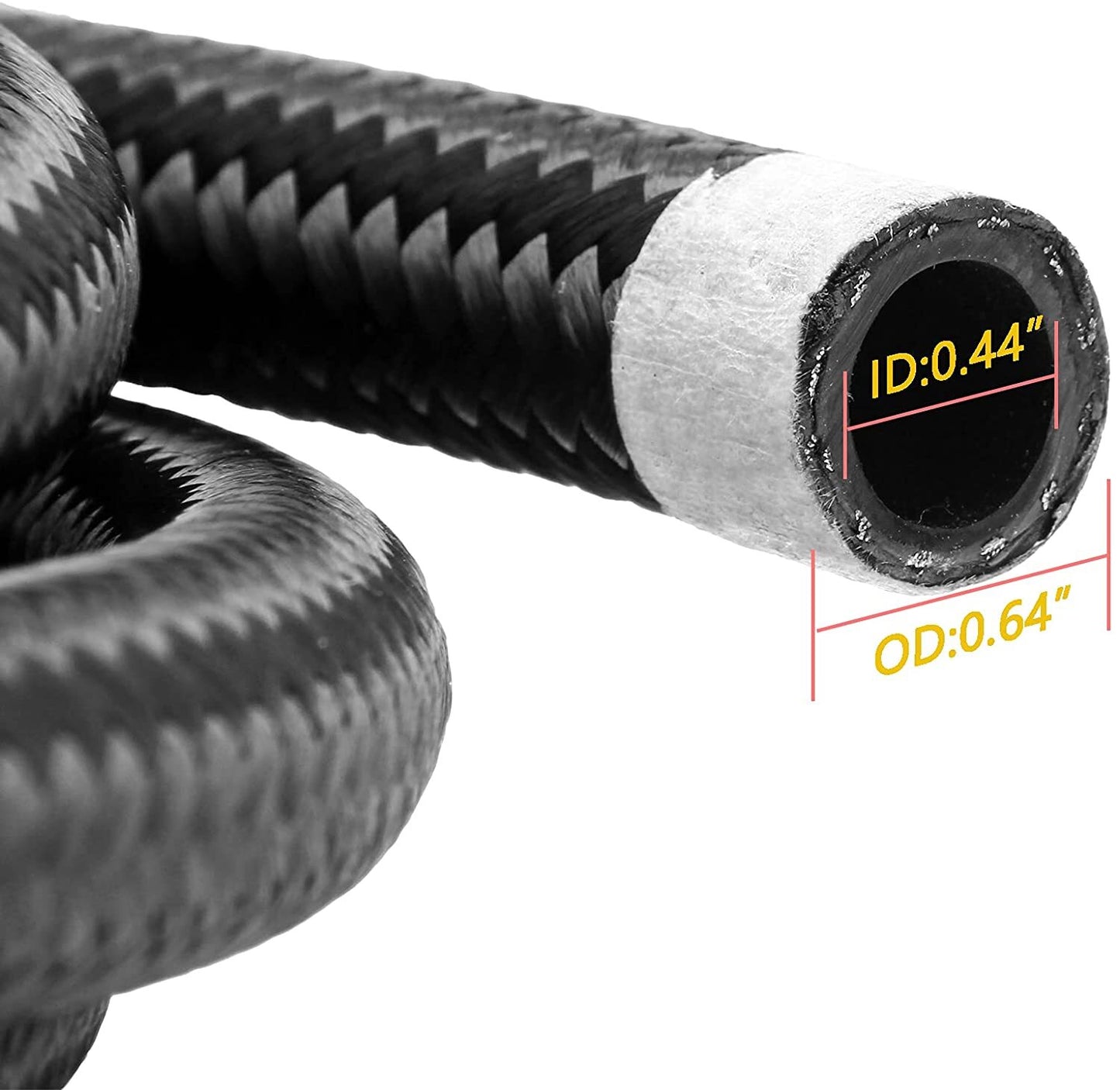 20ft 6AN Black Nylon and Stainless Steel AN6 Braided Oil Fuel Connector Hose