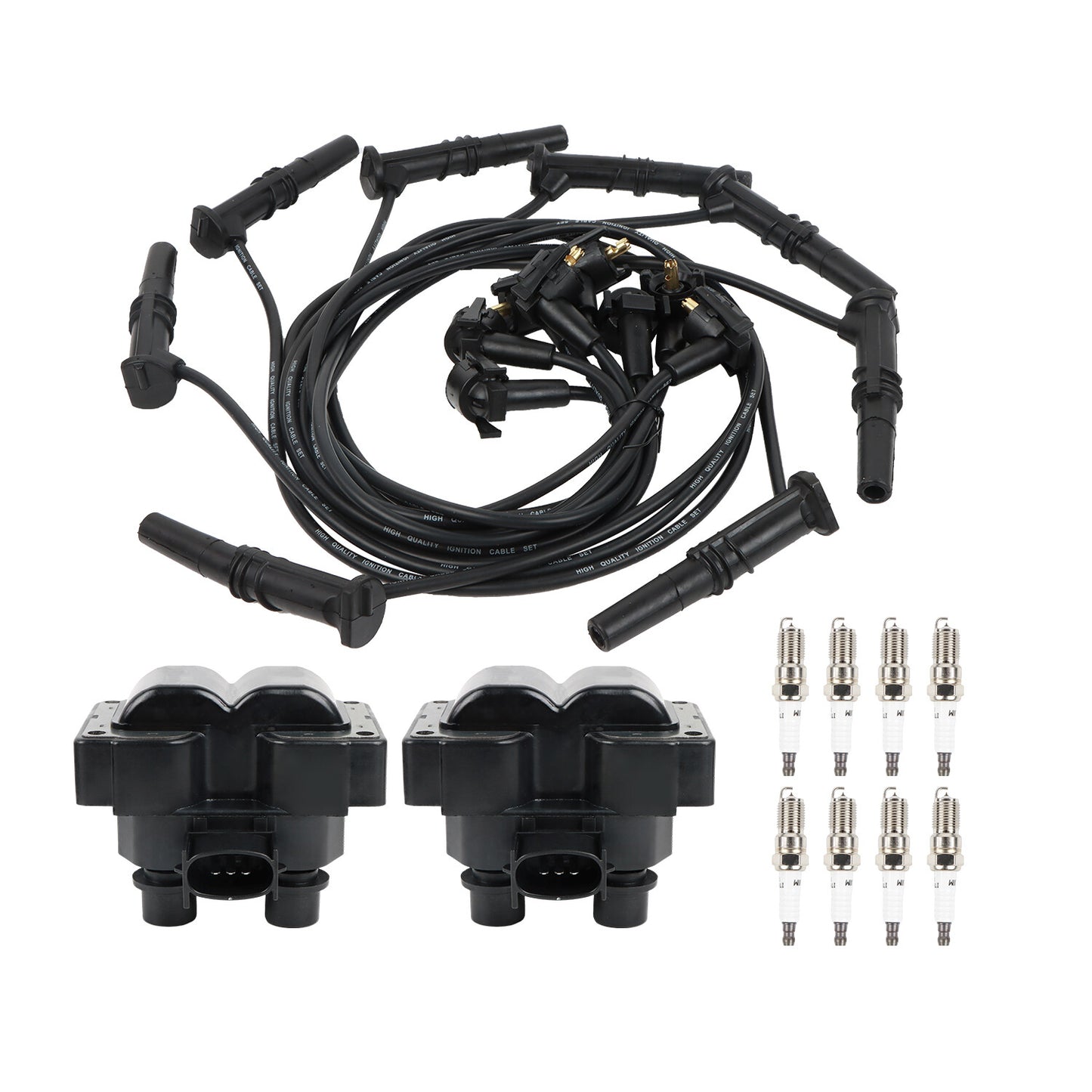 2 Ignition Coils +8 Spark Plugs+8 Wires for Ford F150 F250 for Lincoln for Mercury FD487