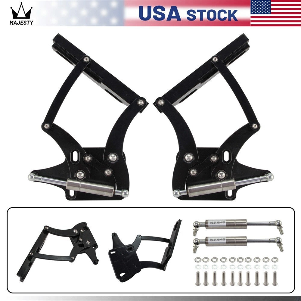 Billet Hood Hinge Kit Pair Left and Right Side for Ford for Mustang 1967-1969 Black