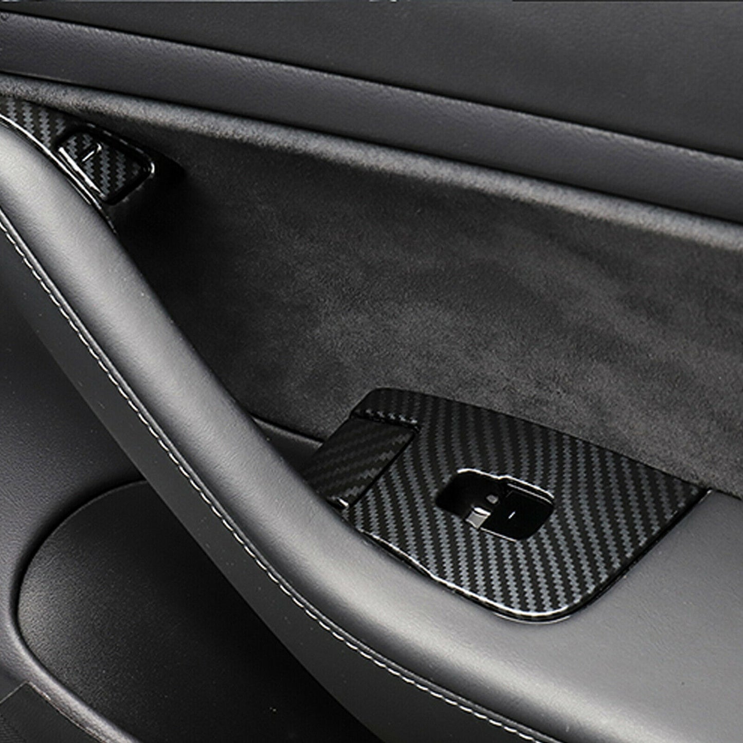 Carbon Fiber Window Switch Lift Button Frame Trim 6X for Tesla Model 3 2017-2023