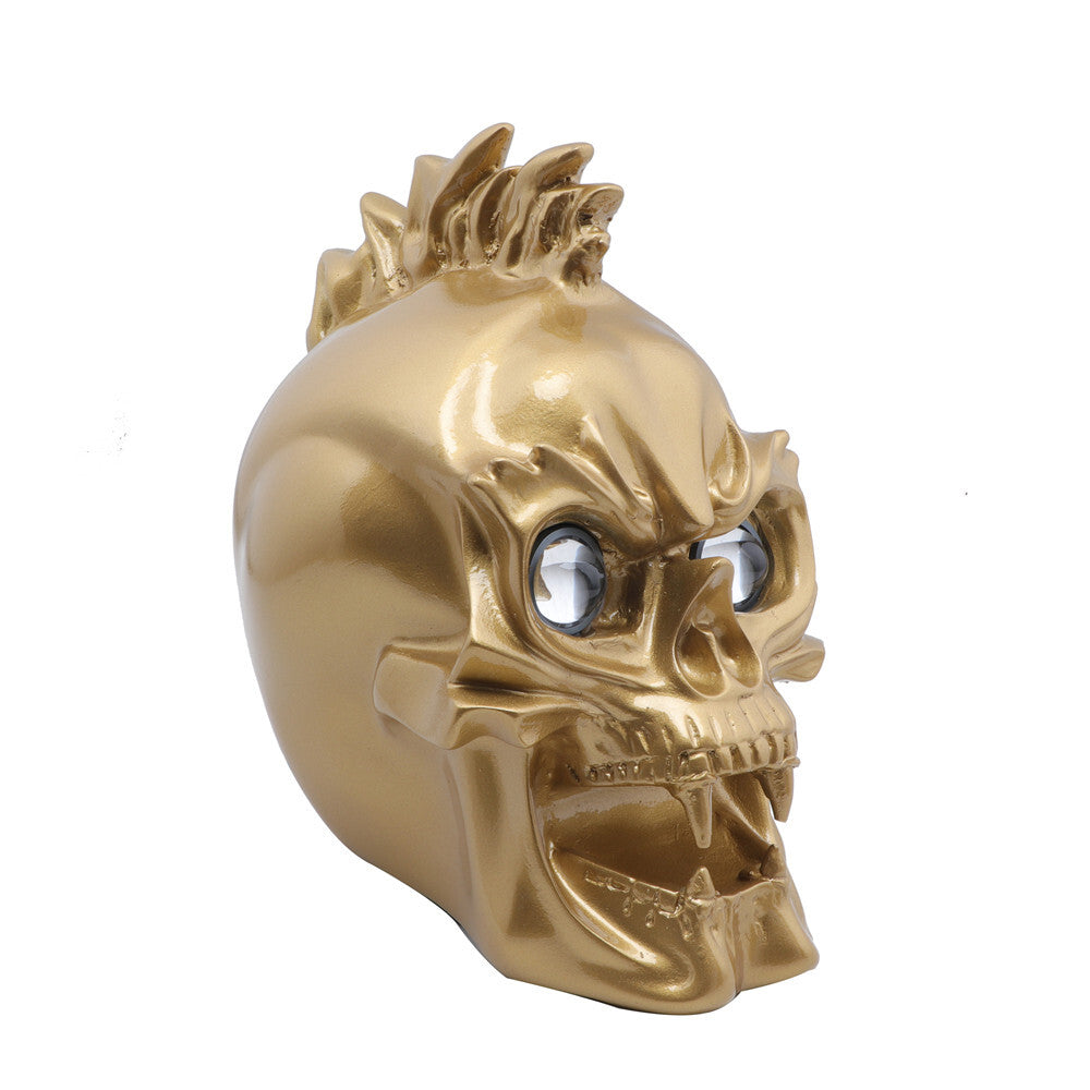 Motorcycle Gold LED Skull Headlight Lamp for Harley Choppers Cruiser Custom Q