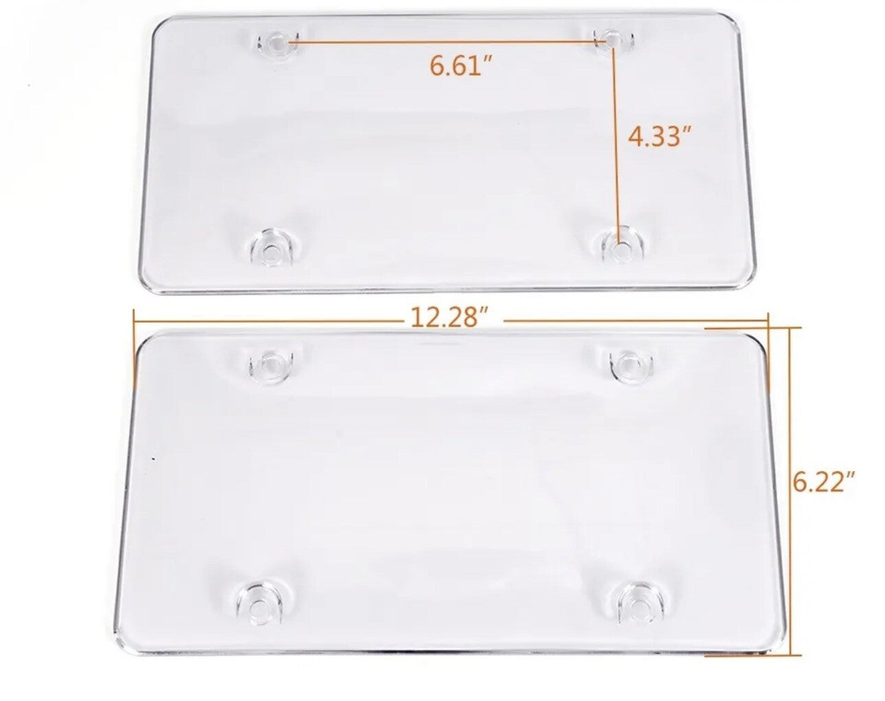 2pc Clear License Plate Tag Frame Covers Bubble Shields Protector for Car Truck