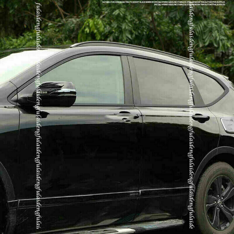 for Honda CRV CR-V 2017-2022 Stainless Glossy Black Car Window Strips Trim 12PCs
