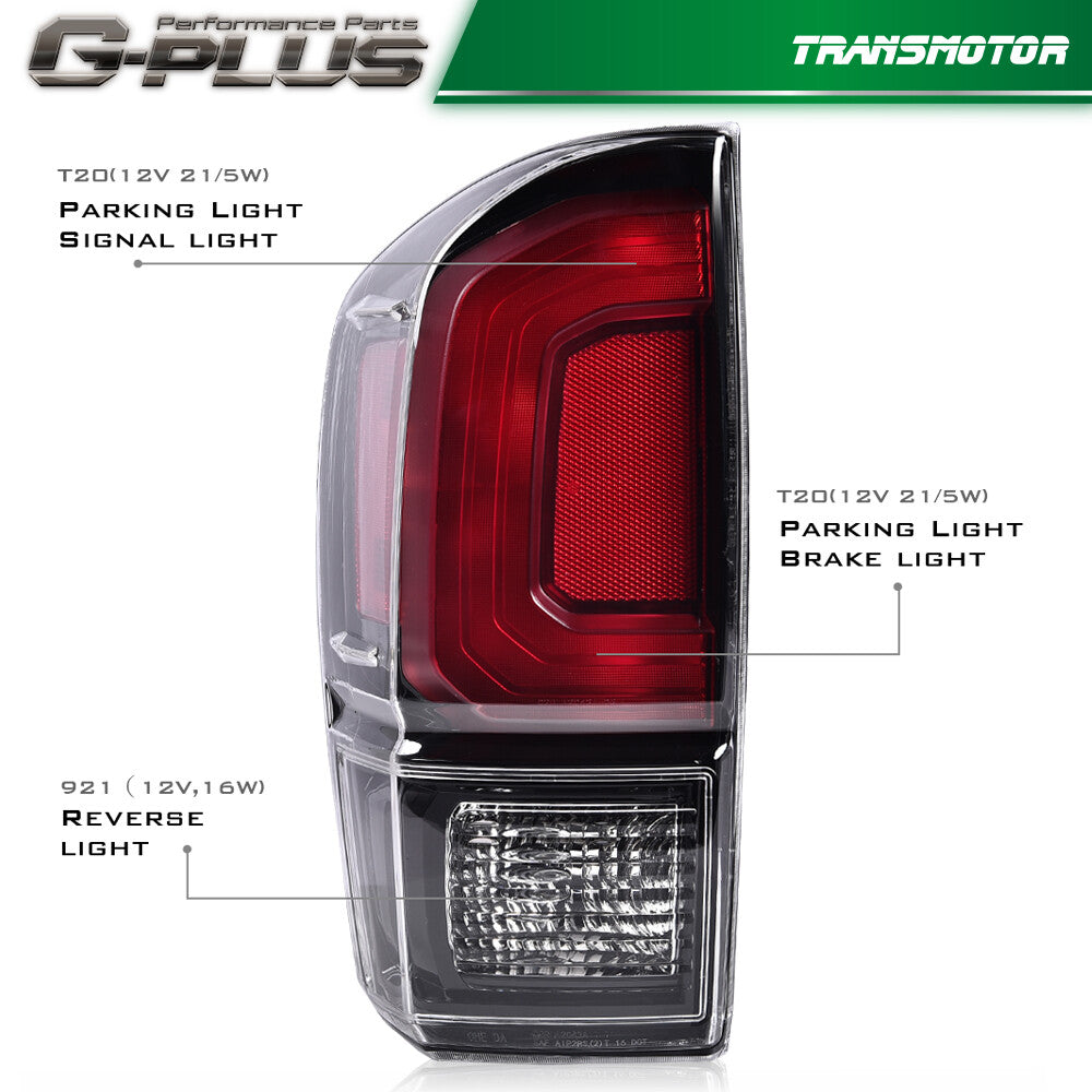 Fits 16-21 for Tacoma Black Bezel Tail Light Brake Light Driver Side - v