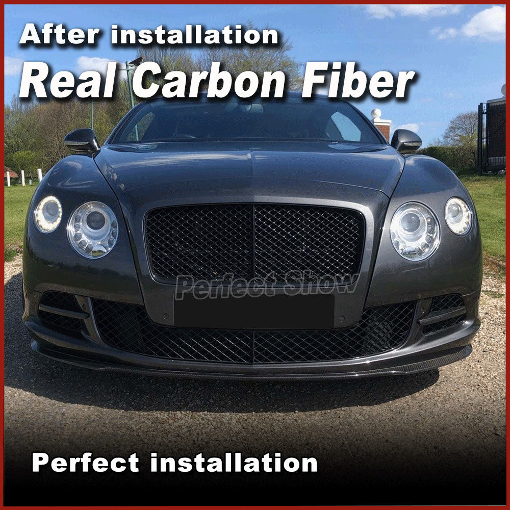 Fit for Bentley 2012-2016 Real Carbon Front Bumper Lip Chin Spoiler