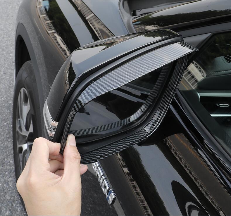 for Toyota Tundra 22-24 2X Carbon Fiber Mirror Rain Eyebrow Frame Cover Trim
