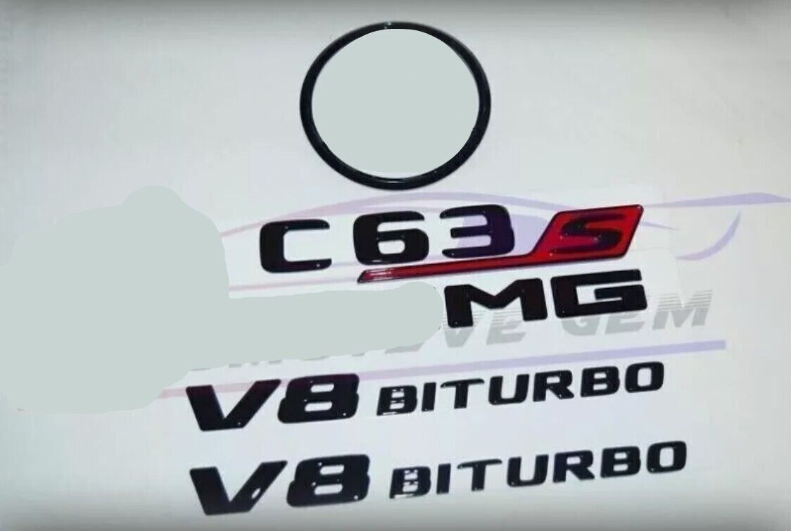 C63S SEDAN @ for MG V8 BITURBO Star Badge Glossy Black Badge Set