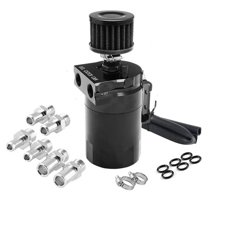 Car Aluminum Baffled Oil Catch Can Tank / Breather Filter Engine Oil Separator