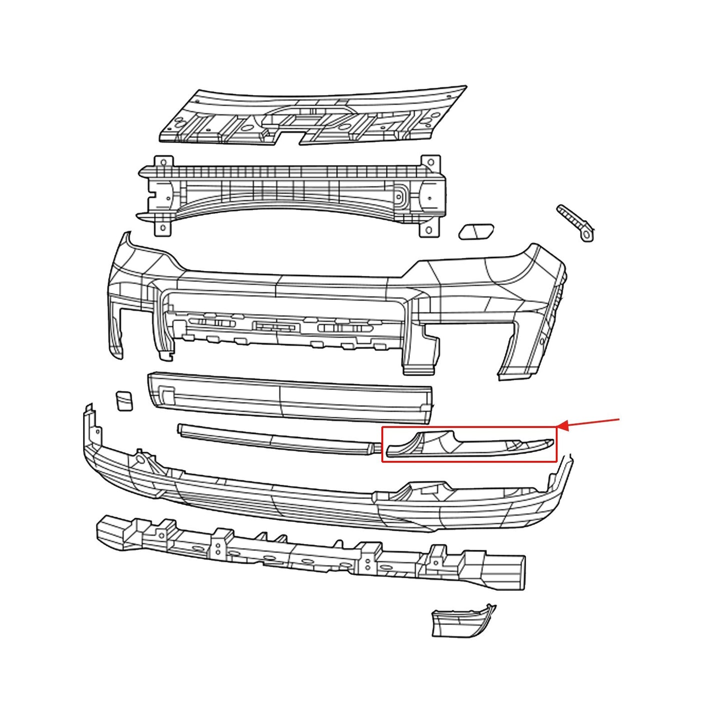 Front left bumper molding decorative for CHRome LH suitable for 2021-23 for Jeep Grand Cherokee L- v