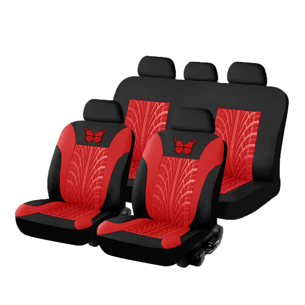 5-Seats Car for Seat Cover Protector Full Set Butterfly Pattern Embroidery Design