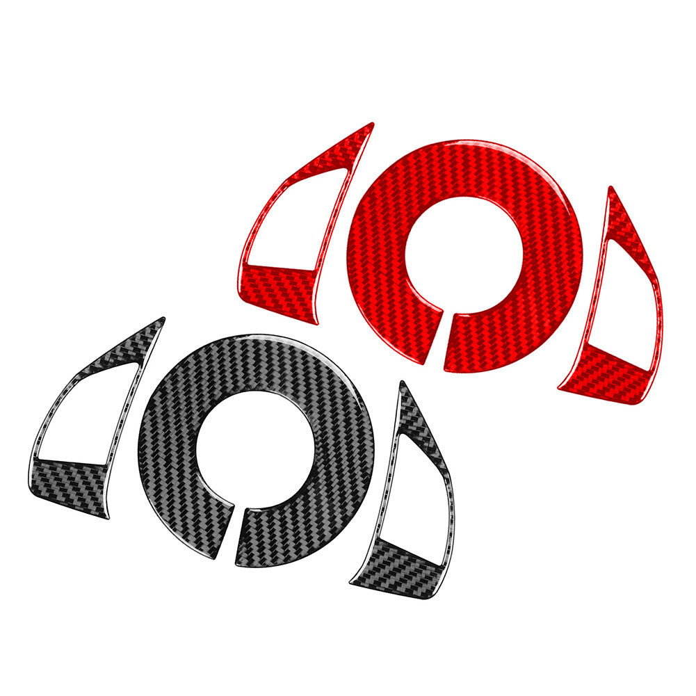 3Pcs Carbon Fiber Car Steering Wheel Button Frame Cover Trim for Fiat 500 12-15